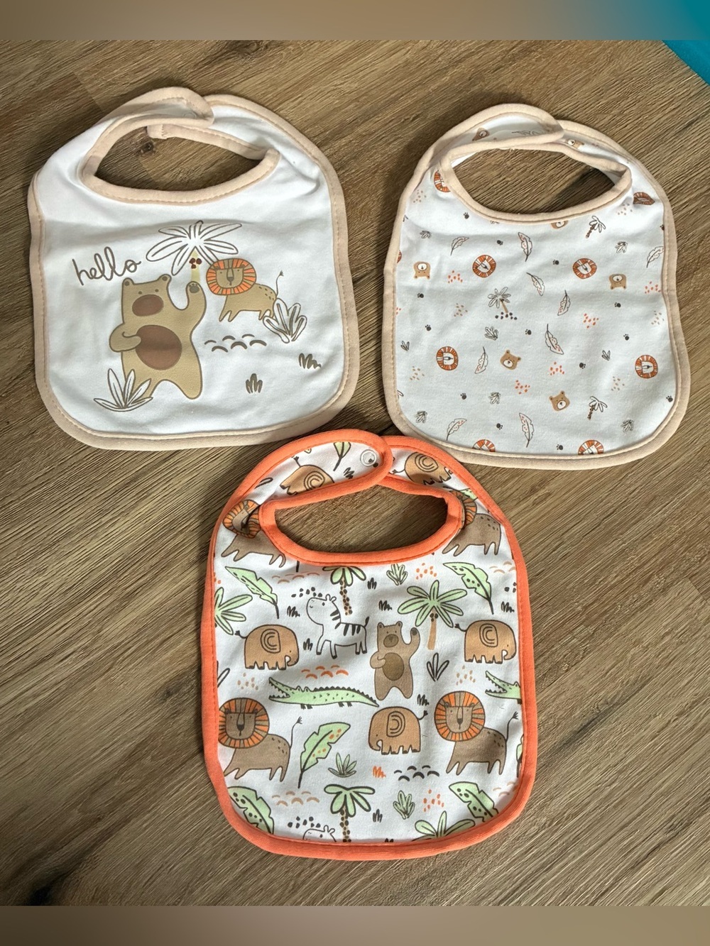 NWOT STEPPING STONES 3 Piece Jungle Safari Themed Bib Bundle | One Size